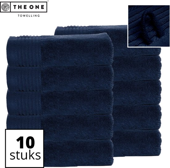 The One Towelling Classic Handdoeken - 50 x 100 cm - 10 Stuks - Voordeelverpakking - Hoge vochtopname - 100% Gekamd katoen - Navy