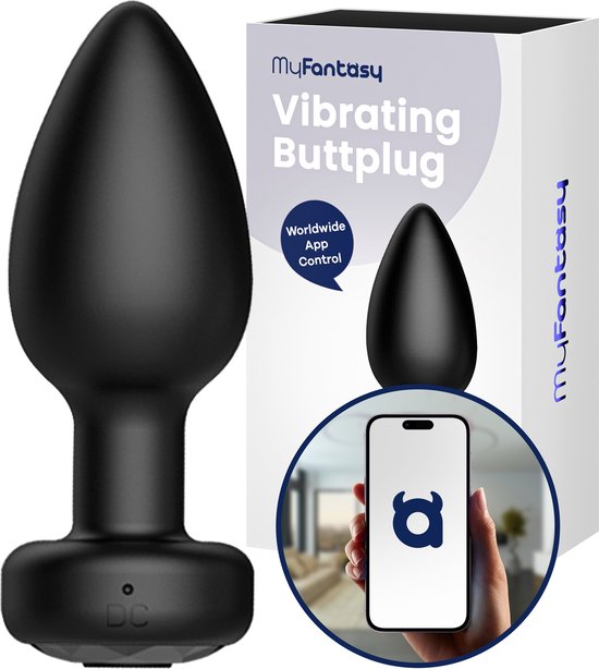 MyFantasy Vibrerende Buttplug met App - Wereldwijd Bestuurbaar - Sex Toys voor Koppels - Mannen - Vrouwen - Anaal Vibrator plug Zwart