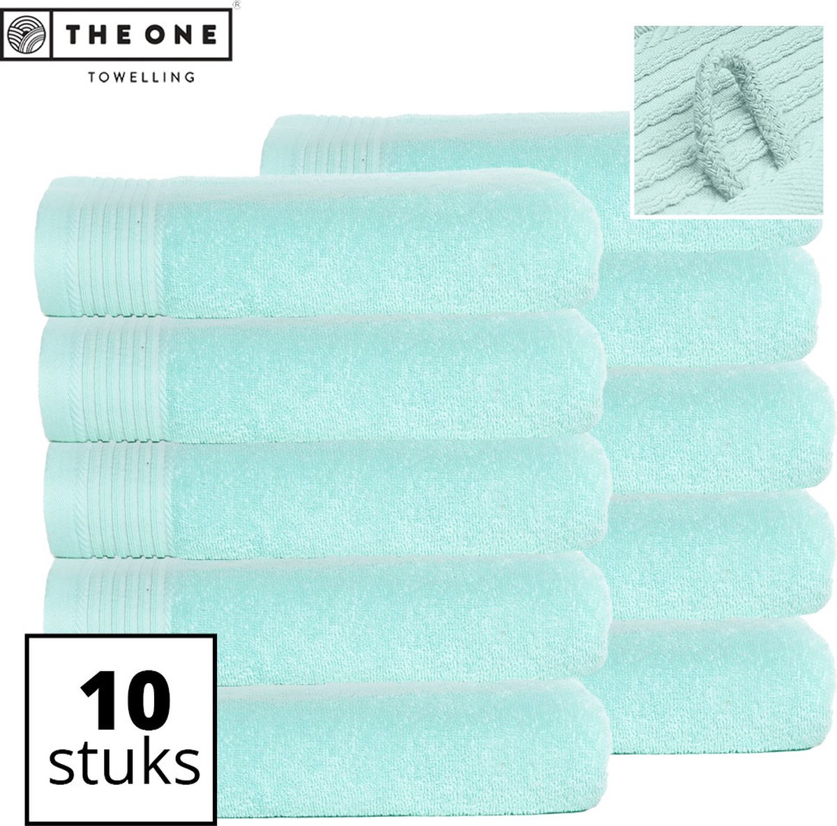 The One Towelling Classic Handdoeken - Voordeelverpakking - Hoge vochtopname - 100% Gekamd katoen - 70 x 140 cm - Mint - 10 Stuks