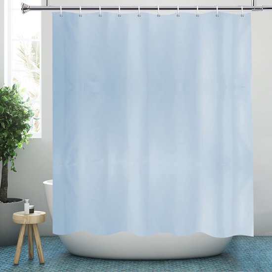 Rideau de douche 180x200 cm bleu clair, rideau de douche textile tissu  polyester