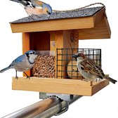 Vogelvoederhuisje voor balkon Weerbestendig voederhuisje Handgemaakt vogelhuisje van natuurlijk hout om op te hangen in de tuin en op het balkon Tuinvogels