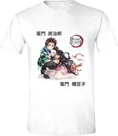 PCMerch Demon Slayer: Kimetsu no Yaiba - Tanjiro / Nezuko Heren T-shirt - XL - Wit