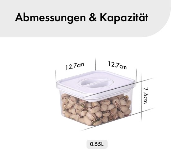 Neoflam® vershoudbakjes 4-delige set, voorraaddozen BPA-vrij, luchtdicht, vaatwasmachinebestendig, vershouddozen met deksel zwart/rood, gepatenteerd, opbergdoos voor muesli meel, 2x 0.55L en 2x 1.35L