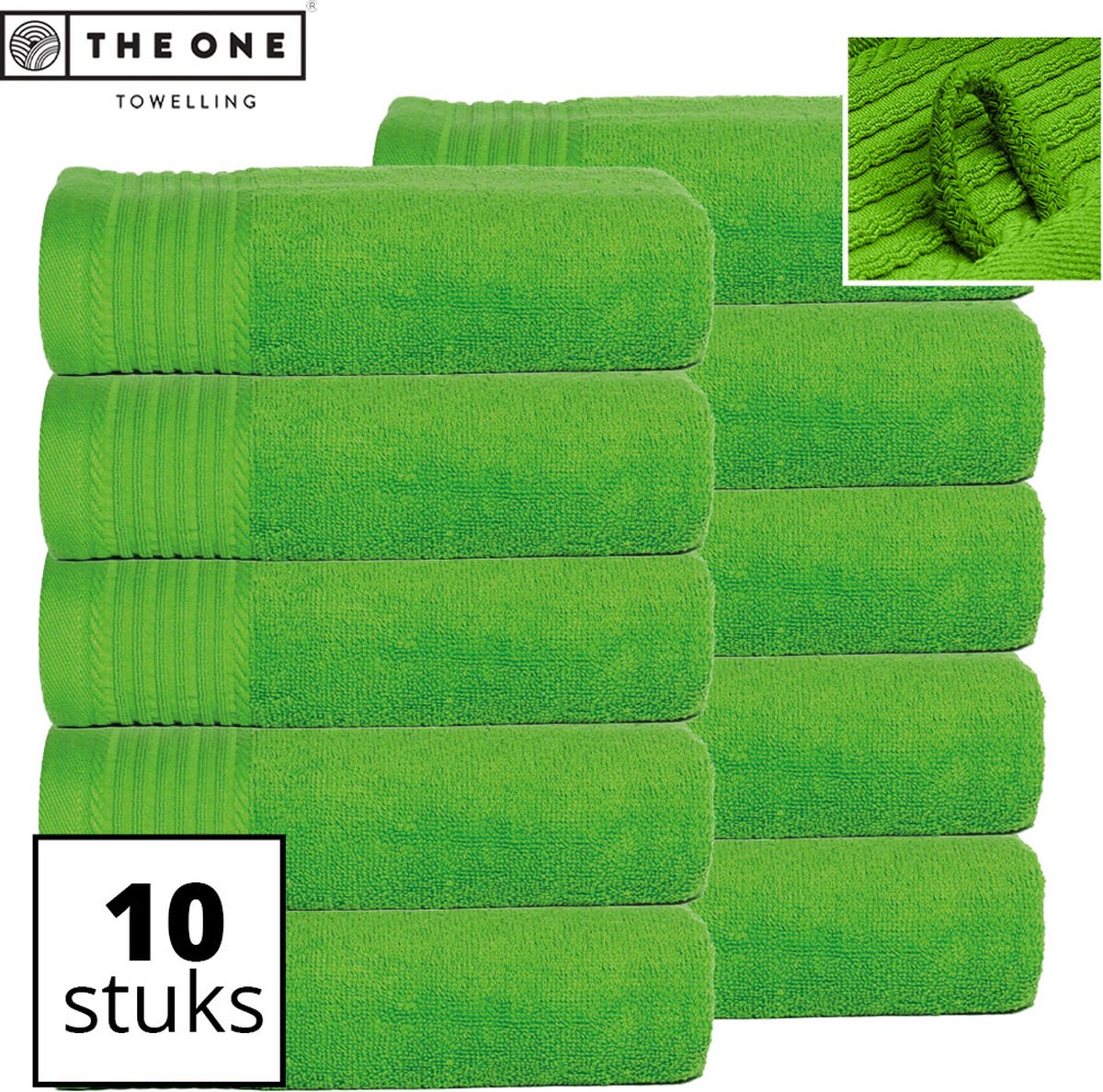 The One Towelling Classic Handdoeken - Voordeelverpakking - Hoge vochtopname - 100% Gekamd katoen - 50 x 100 cm - Limoengroen - 10 Stuks