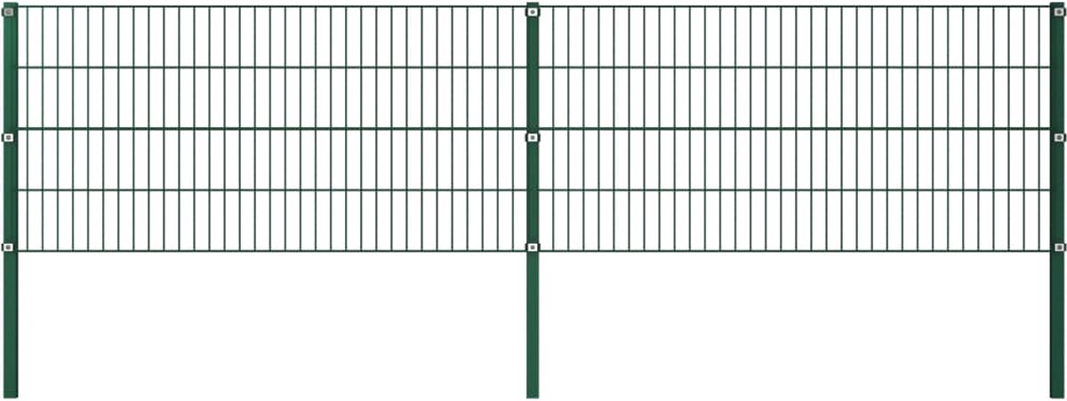 The Living Store Dubbelstaafmat Hekpaneel Set - Mosgroen - 3.4 x 0.8 m - Weerbestendig
