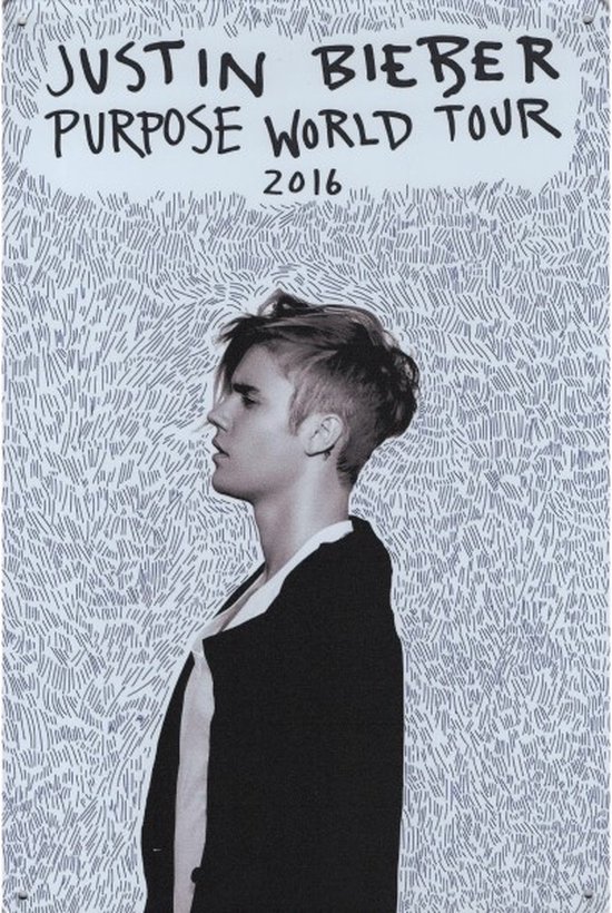 Wandbord Muziek Artiest Concert - Justin Bieber - Purpose World Tour 2016