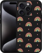 Cazy Hoesje Zwart geschikt voor iPhone 15 Pro Regenboog Patroon