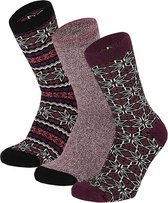 Apollo - Badstof dames sokken - Multi Rose - 6 Pak - Maat 36/41 - Uniek motief - Warme sokken dames - Sokken dames - Wintersokken dames - warme sokken dames