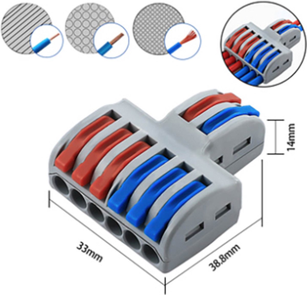 Lasklem - kabel Verbinding connector - duo - 2/6 polig - 32A -400V Rood-Blauw SPL-62
