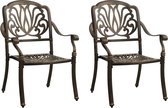The Living Store Armchair Ensemble de chaises de jardin - Bronze - Fonte d'aluminium - 63x69x91 cm - Capacité de charge 110 kg