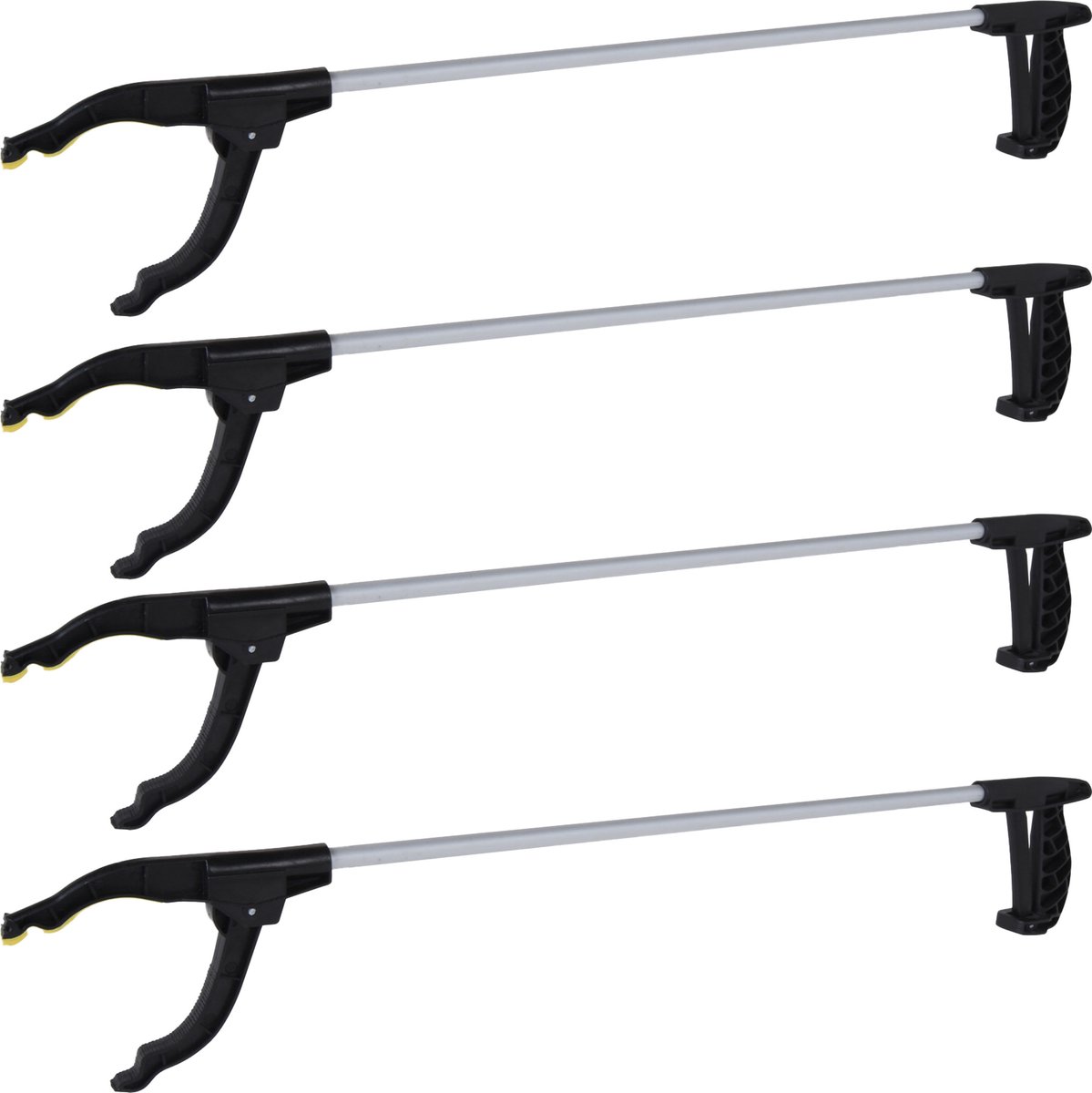 Goedkoopste FX Tools Afvalgrijper/grijptang - 4x - grijs - 76 cm - aluminium/kunststof - grip kaak