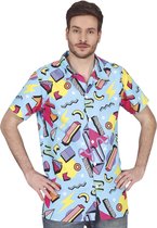 Foute 80s/90s party verkleed overhemd - heren - blauw - jaren 80/90 thema verkleedkleding 52/54