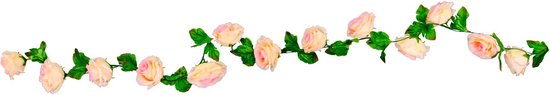 Chaks Rozen bloemenslinger - kunstplant/bloem - roze - 220 cm