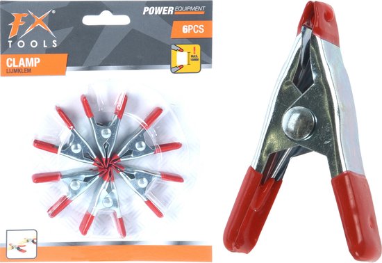 FX Tools Zeilklemmen/veerklemmen - 6x - staal - 5 cm - mini lijmklemmen van FX Tools — afbeelding 2