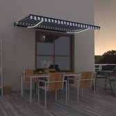 Auvent extensible The Living Store - Polyester - 450 x 350 cm - Blauw/ Wit - Structure en aluminium