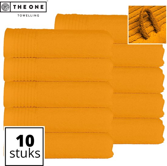 The One Towelling Classic Handdoeken - Voordeelverpakking - Hoge vochtopname - 100% Gekamd katoen - 50 x 100 cm - Okergeel - 10 Stuks