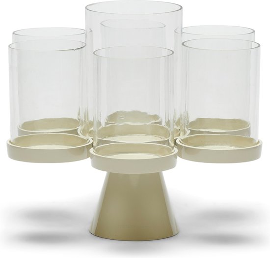 Bougeoir, lanterne de décoration et bougies piliers Riviera Maison - RM Porto Hurricane - Beige - Aluminium, Glas