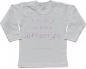 Shirt Aankondiging zwangerschap "Lees altijd de kleine lettertjes (ik word grote zus)" | lange mouw | Wit/lila | maat 86 zwangerschap aankondiging bekendmaking Baby big bro Sis Sister