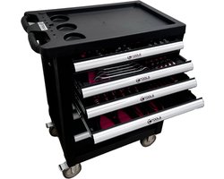 E-Tools® | economy line Gevulde gereedschapswagen | 154-delig | Zwart