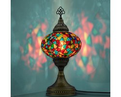 VALVELLO Mozaiek Lamp, Handgemaakte, Nachtlampje, Turkse, Arabisch, Oosterse, Tiffany, Marokkaanse Decoratieve Tafellampen Voor Slaapkamer, Bureau, Woonkamer En Perfecte Cadeau Voor Speciale Dagen - Mixed