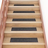 The Living Store Trapmat Grijs Genaaldvilte Stof - 76 x 20 cm - Geluiddempend - Anti-slip