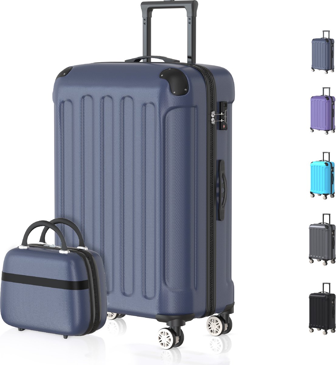 Voyagoux® Kofferset 2 delig - ABS kofferset - XS / L - Koffer - Donkerblauw