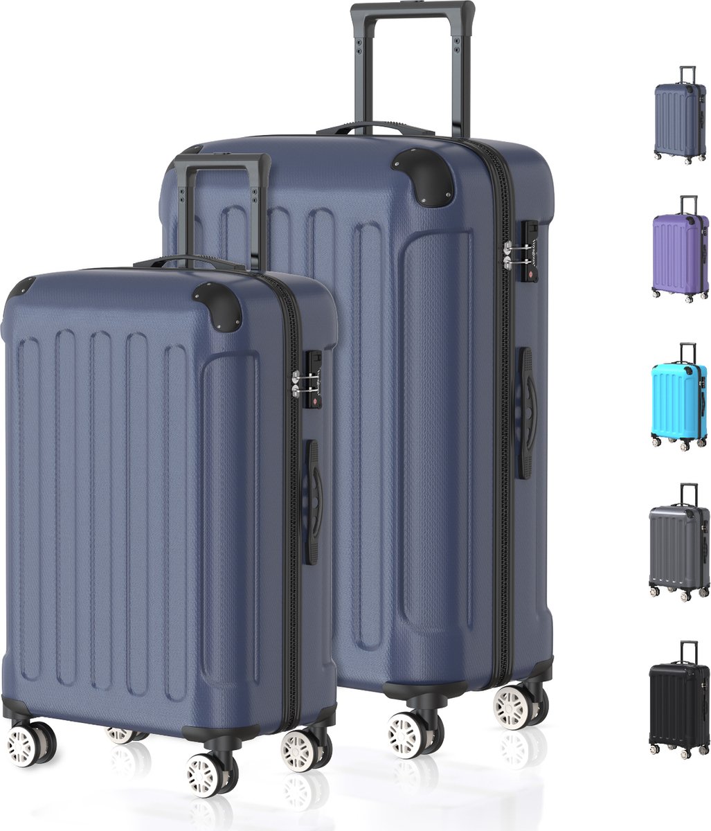 Voyagoux® Kofferset 2 delig - ABS kofferset - M / L - Koffer - Donkerblauw