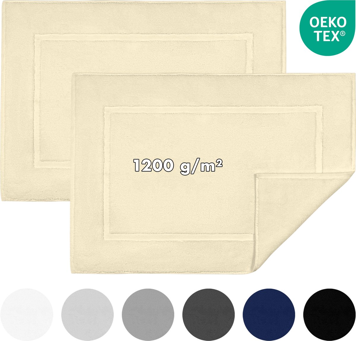 Jacobson - Badmat 50x80 cm - set van 2 - Douchemat - Vloermat - Natural / Crème