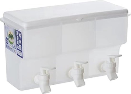 3,5 liter koelkast waterdispenser met kraan, plastic drankdispenser, plastic drankdispenser met 3 compartimenten, ijswatercontainer voor zomerse sappen, koud water, ijsthee, melk, bier.