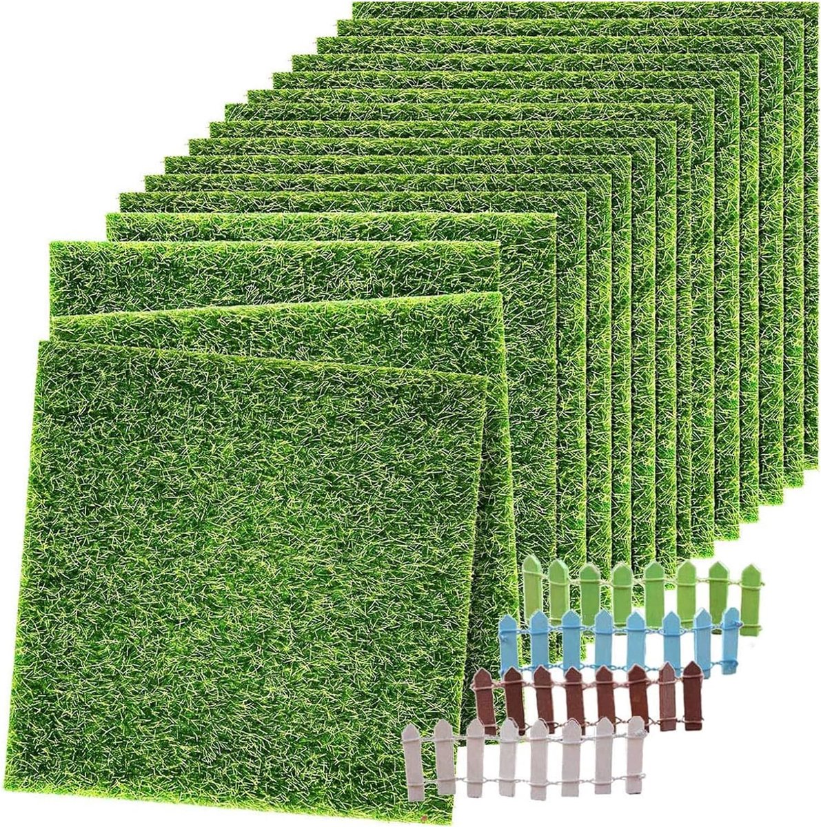 Gazon Artificiel,Herbe Artificielle 15 x 15cm,Mini Simulation Gazons,Tapis  Fausse Herbe,Tapis De Pelouse Verte Artificielle,Herbe Mousse