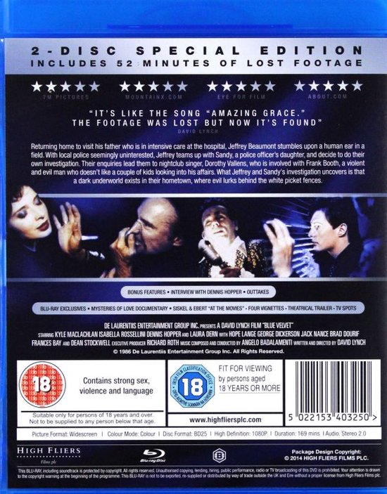Blue Velvet - Special Edition Unseen Footage Blu Ray (Import) - 