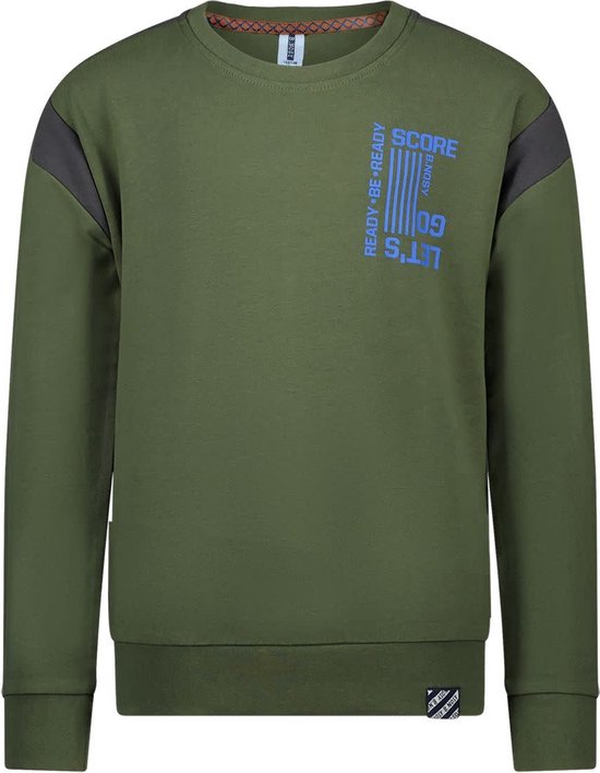 B.Nosy - Jongens sweater - Ravi - Militairy groen - Maat 146/152