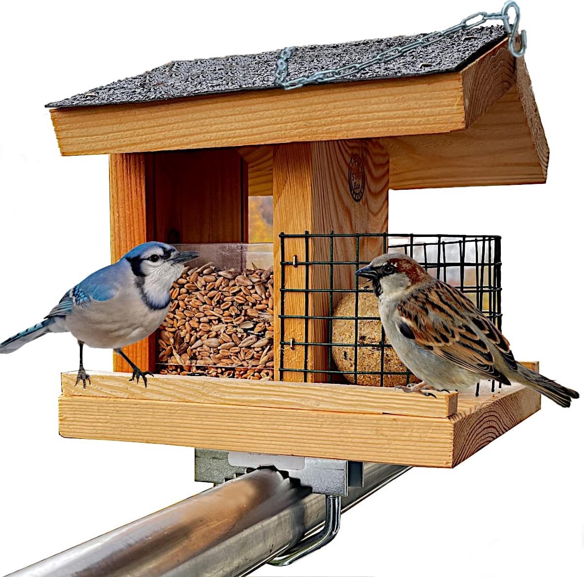 Tixiyu Mangeoire à oiseaux avec toit étanche, design amovible, à suspendre,  pour décoration de jardin et observation des oiseaux : : Jardin