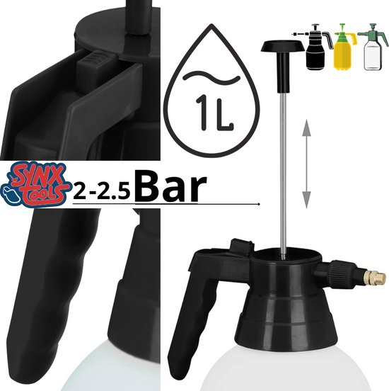Synx Tools Drukspuit 1 L Hogedruk Plantensproeier - Drukspuit - 1 liter - Verstuiver - plantenspuit / bewatering - Regelbare Sproeikop van Merkloos	 — afbeelding 2
