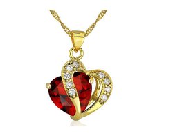 Lumici® | Amethist Ketting - Rood Hartje - Steen - Liefde - Relatie - Geschenk - Natuur - Zomer - Lente - Cadeau Voor Vrouwen - Moederdag Cadeau - Valentijn - Liefde - Verrassing - Goud & Zilver
