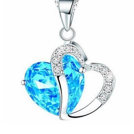 Lumici® | Amethist Ketting - Blauw Hartje - Cadeau Voor Vrouwen - Moederdag Cadeau - Valentijn - Liefde - Verrassing - Zilver