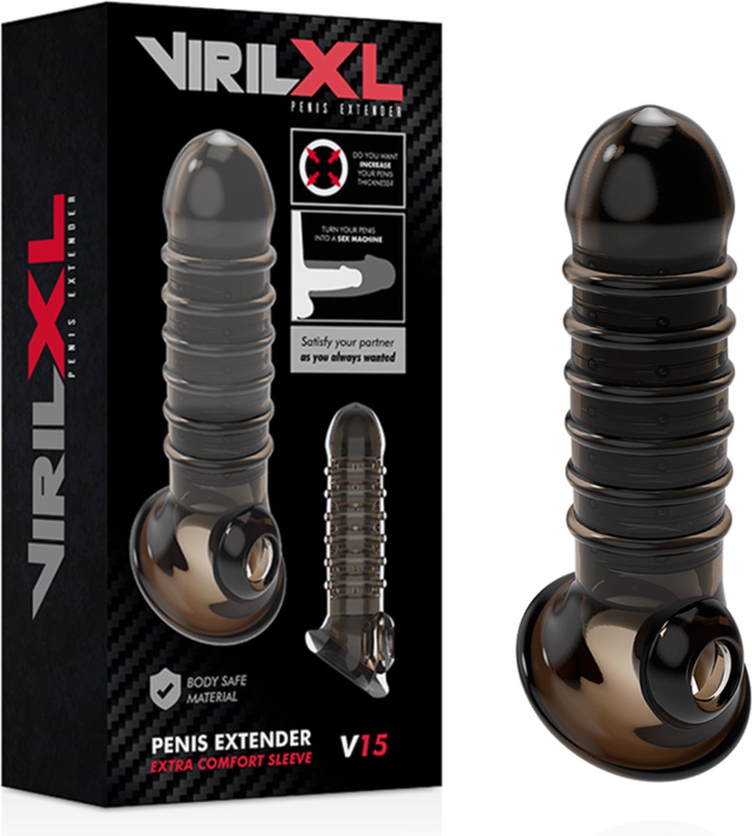 Goedkoopste VIRILXL | Virilxl Penis Extender Extra Comfort Sleeve V15 Black | Penis Sleeve | Sex Toy voor Koppels | Penis Extender | Sex Toy voor Mannen