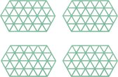 Krumble Pannenonderzetter - Set van 4 - Hexagon - Pannenonderlegger - Tafelaccessoire - Hittebestendig - Siliconen - 14 x 24 - Groen