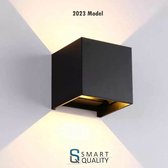 Smart Quality LED wandlamp IP65 kubus zwart - indoor & outdoor - 12 Watt - waterdicht - gevelverlichting - Mat zwart - binnen en buiten - Warm wit licht