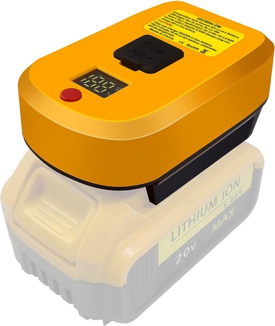 Adaptateur Batterie Dewalt 14,4V Vers 20V Max XR - Chargeur USB Portable Avec Lampe