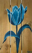 Houten paneel Delftsblauwe tulp