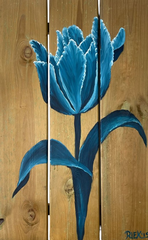 Houten paneel Delftsblauwe tulp