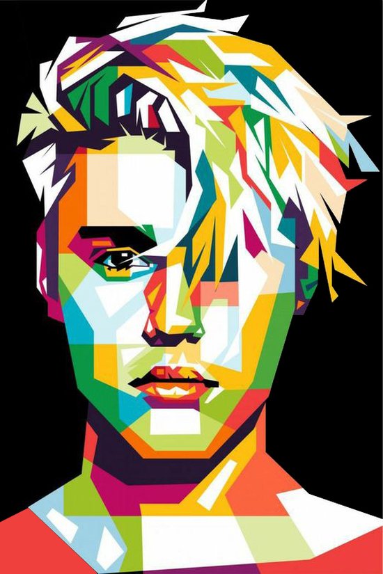 Justin Bieber Poster | Muziek Poster | JB Kunst | Zwart | Wanddecoratie | Muurposter | 51x71cm | Geschikt om in te lijsten