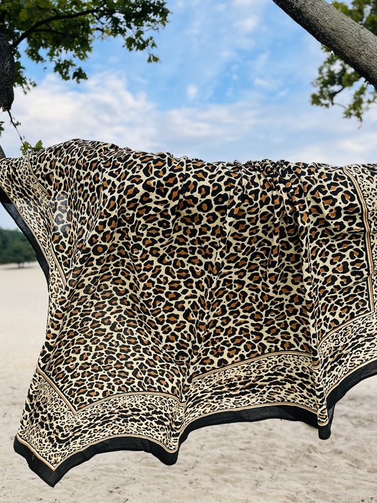 XL strandlaken - Panter - Dun katoen - 2 persoons strandkleed - leopard/panter