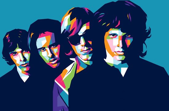 The Doors Poster | Jim Morrison | Band Poster | Muziekposter | Rock Poster | Wanddecoratie | Muurposter | 91x61cm | Geschikt om in te lijsten