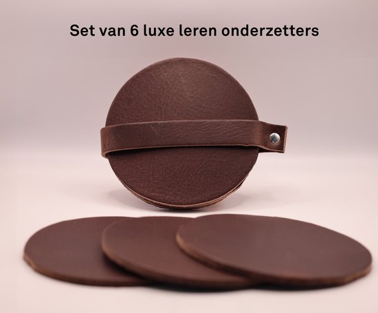 Foto: Luxe bruine leren onderzetters set van 6 elegante tafelbescherming hoogwaardig buffel leer