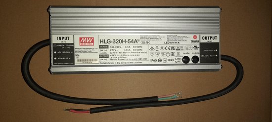 Mean Well HLG-320H-54A Pilote LED , transformateur LED Tension constante, Courant constant 321 W 5,95 A 54 V DC Circuit PFC,