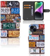 Wallet Book Case Geschikt voor iPhone 15 GSM Hoesje Kentekenplaten
