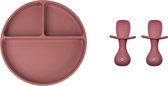 JU&MP Kinderserviesset - Baby - Kinderbordje met Zuignap - Kinderbestek - Kraamcadeau - Roze