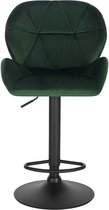 Barkruk Comfy Donkergroen - Met rugleuning - Stevig- Velvet - Set van 1 - Keuken - Barstoelen ergonomisch - Verstelbaar in hoogte - Zithoogte 60-82cm